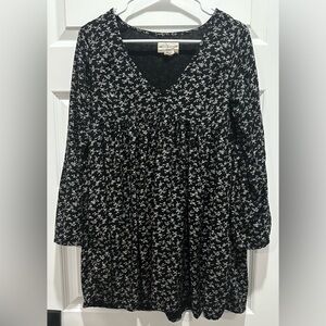 Denim & Supply Ralph Lauren ~ Floral Boho Peasant Blouse ~ Womens Size XS Black